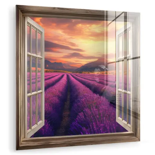 Doorkijk - Lavendel - Landschap - Bloemen - Paars plexiglas 5mm klein -zzzproduct_nieuw