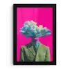Man - Pak - Wolk - Roze fotolijst zwart zonder passe partout klein -3d