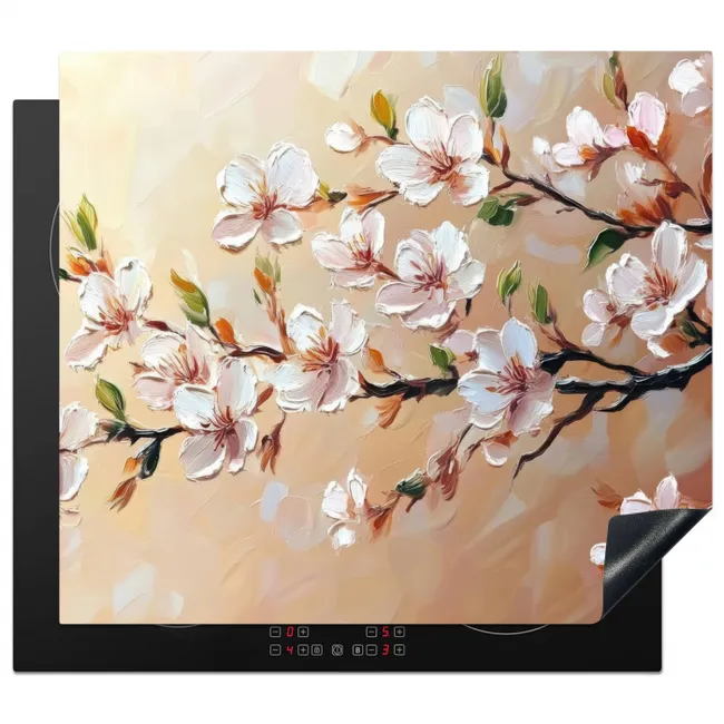 Bloesemtakken - Schilderachtig - Roze Inductie beschermer vinyl 3mm middel -3d