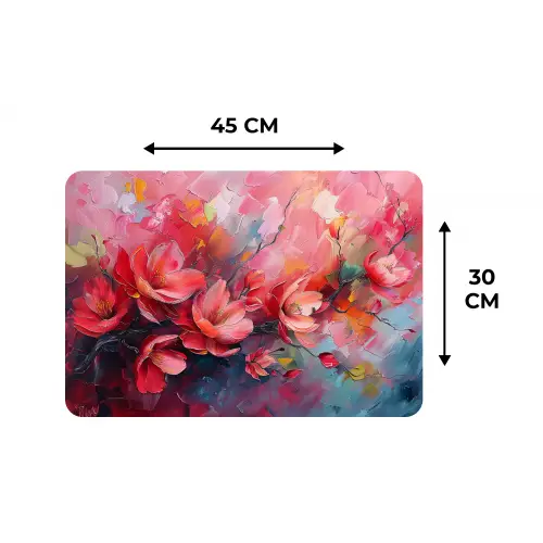Bloemen - Roze - Natuur- Kunst - Abstract Placemat vinyl groot -specs