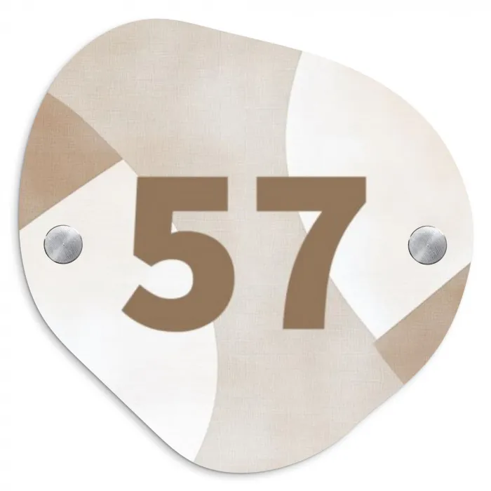 Abstract beige - Traditioneel Naambord Organisch middel -3d