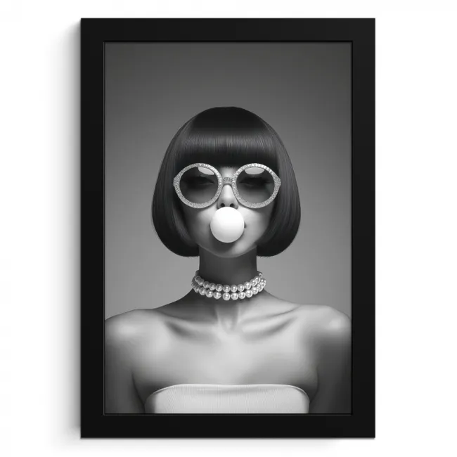 Vrouw - Zwart Wit - Ketting - Zonnebril KitchenYeah - Keuken - Fotolijst klein -3d