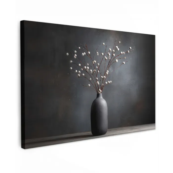 Takken - Vaas - Bolletjes - Wit canvas 2cm klein -z3d