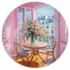 Pink - City - Bloemen Wandcirkel kunststof plaat 5mm dik klein -3d