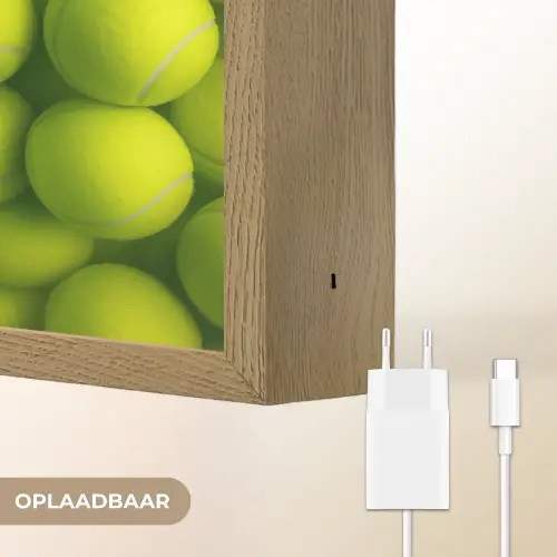 Tennisballen - Bal - Geel Light Box met batterij (Wandlamp) middel -USP_websiteoplaadbaarNL