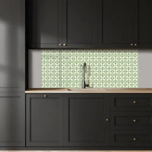 Patroon - Bloemenvorm - Groen keuken achterwand 2 middel 871 -sfeer1