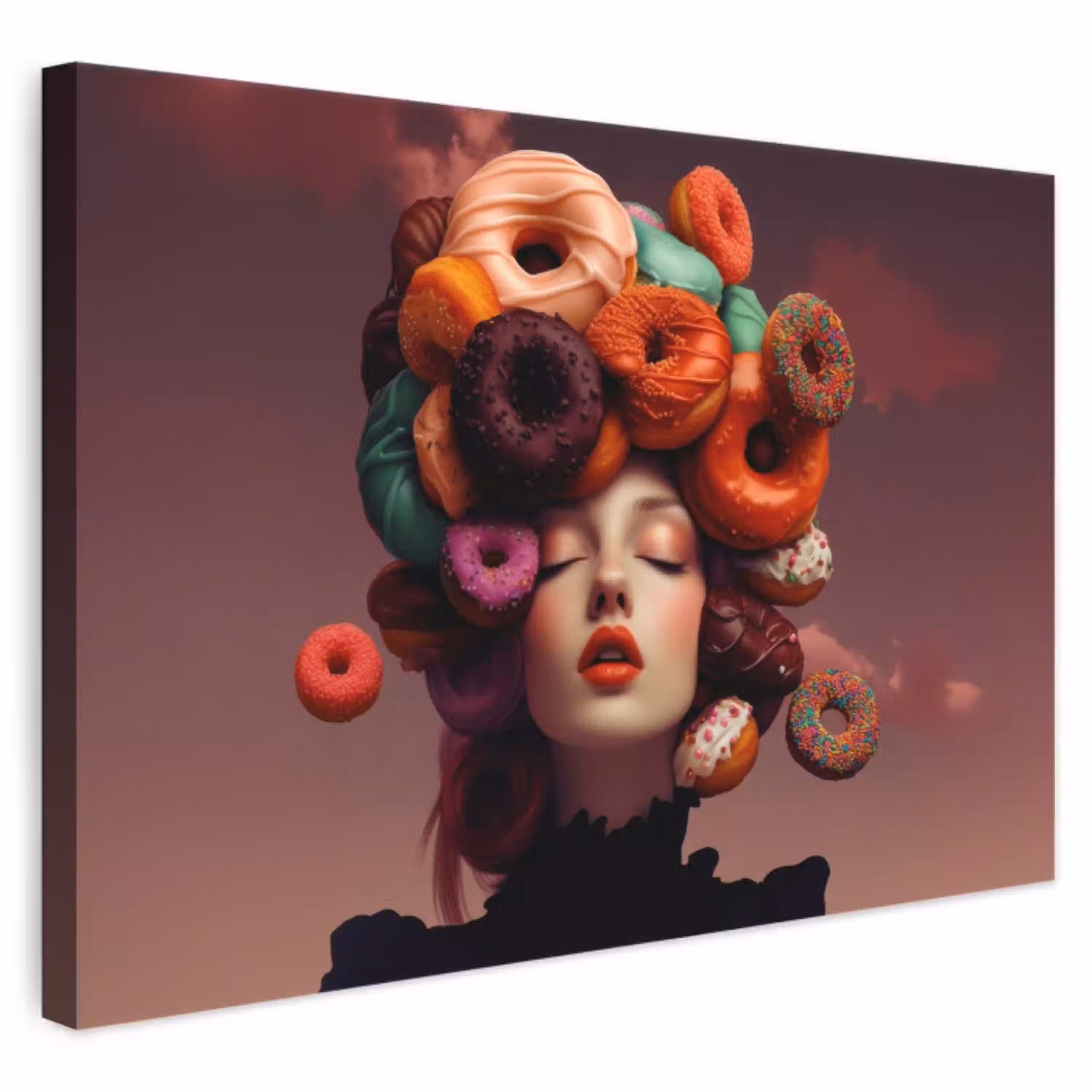 Vrouw - Donuts - Kleurrijk canvas 2cm klein -3d