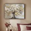 Boom - Beige - Grijs - Goud - Abstract Textielframe zwart klein -sfeer1