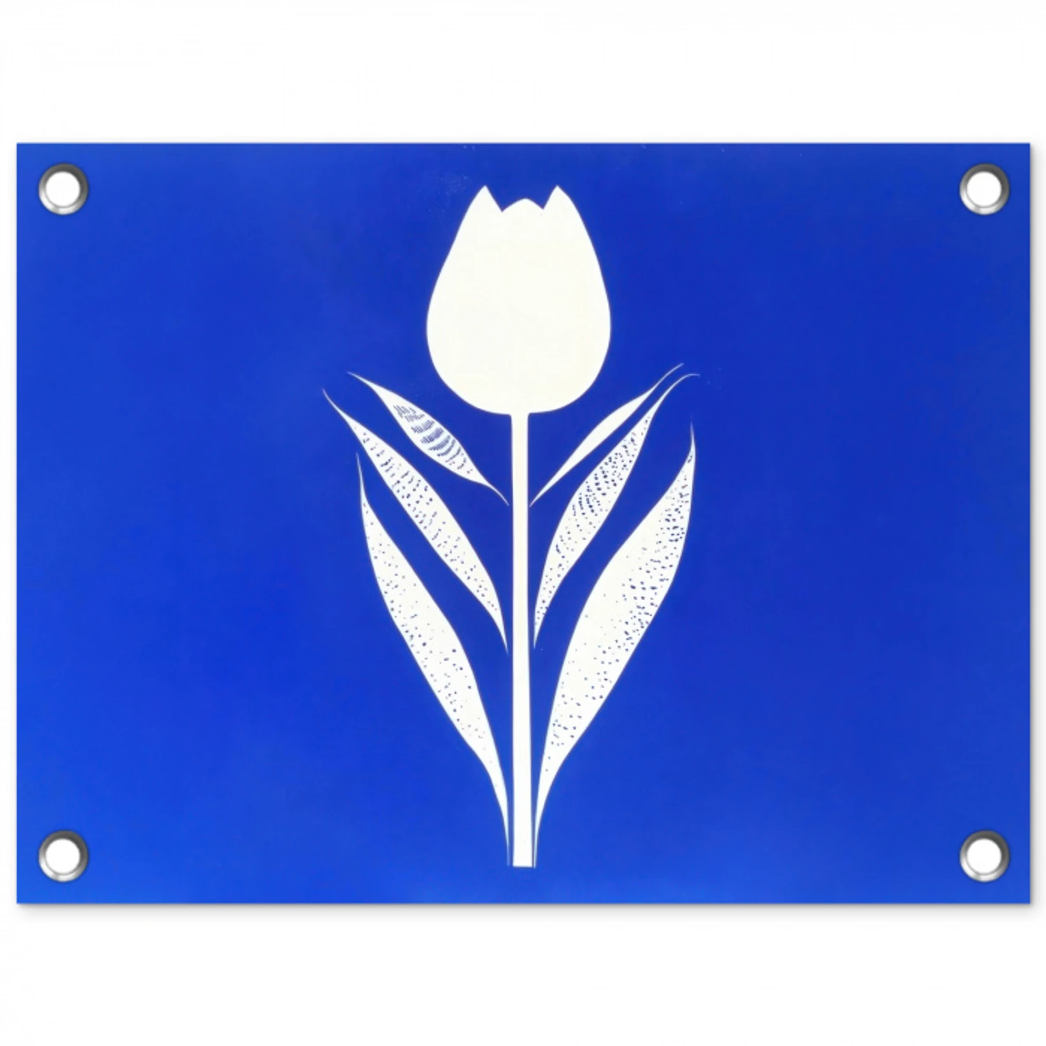 Tulp - Minimalistisch - Bladeren - Wit tuinposter los doek klein -3d