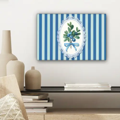 Illustratie - Bessen - Blauw - Strepen canvas 2cm klein -sfeer6