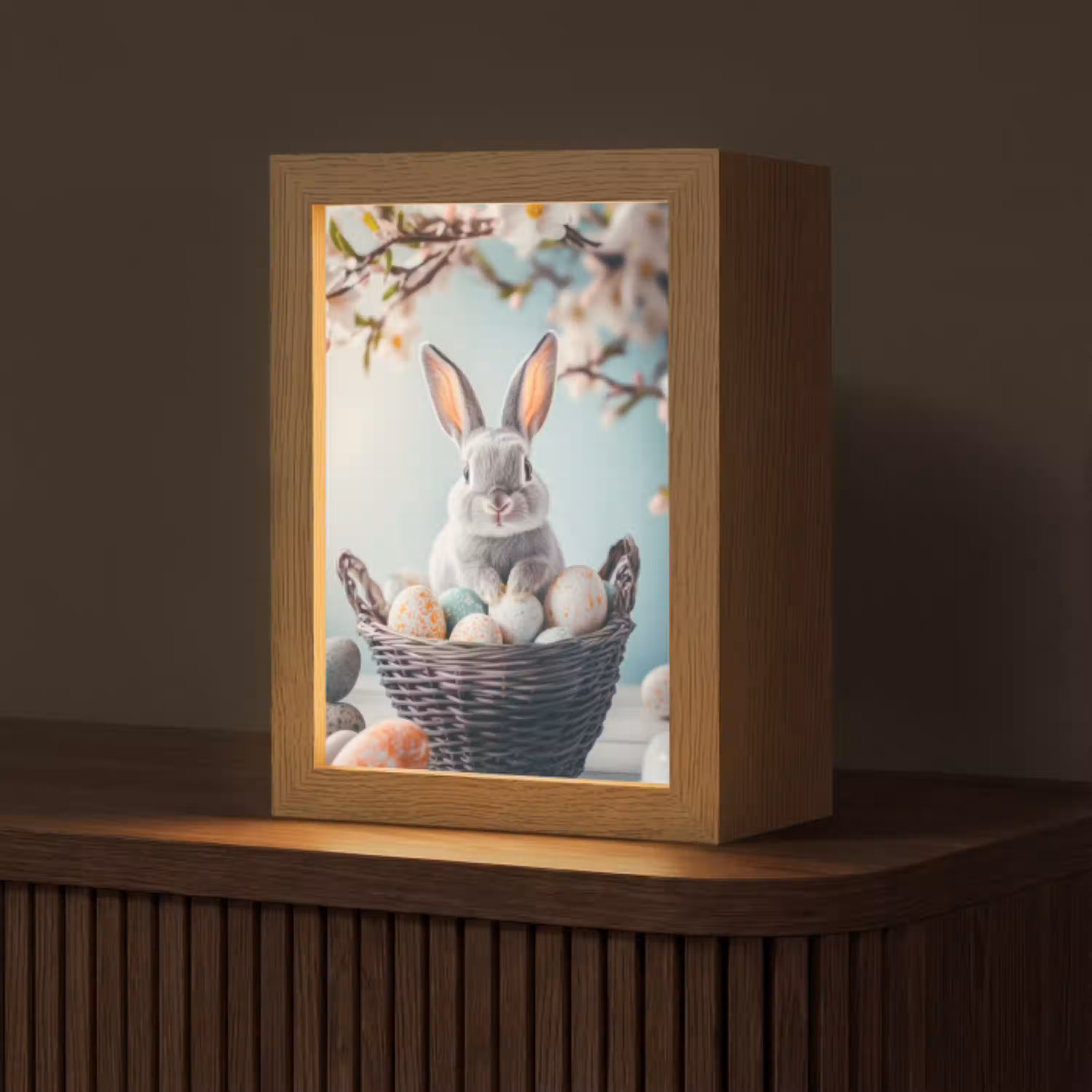 Konijn - Eieren - Mand Light Box met kabel (Tafellamp) klein -z3d_website