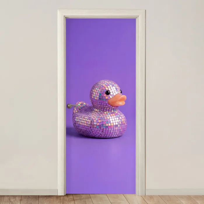 Disco - Eend - Paars deurposter klein -3d_beige
