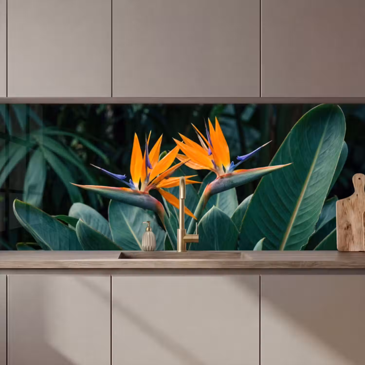 Küchenrückwand - Paradiesvogel - Blume - Exotisch