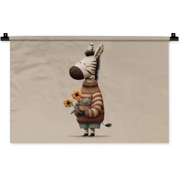 Zebra - Zonnebloemen - Warm Wandkleed katoen klein -zz3d