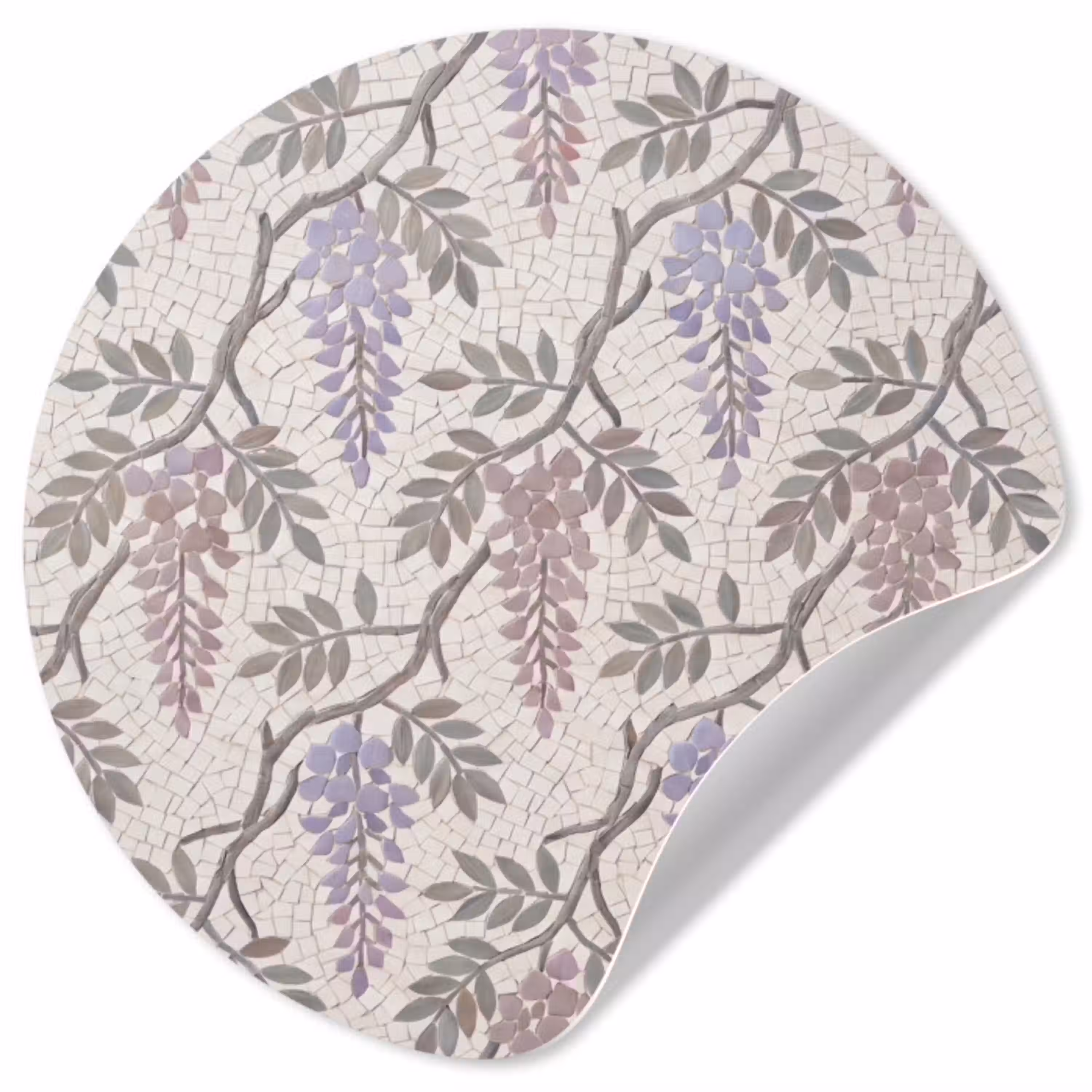 Bloemen - Mozaïek - Natuur - Patroon - Paars Wandcirkel behangsticker klein -3d