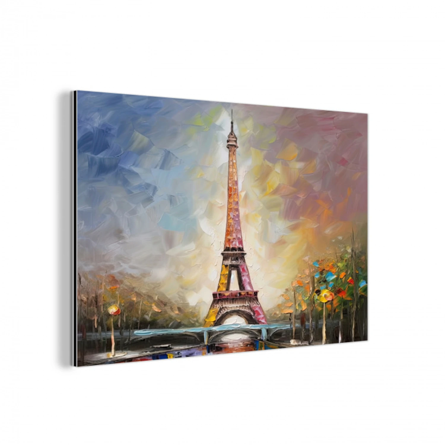 Eiffeltoren - Schilderij - Olieverf - Parijs aluminium wit klein -3d