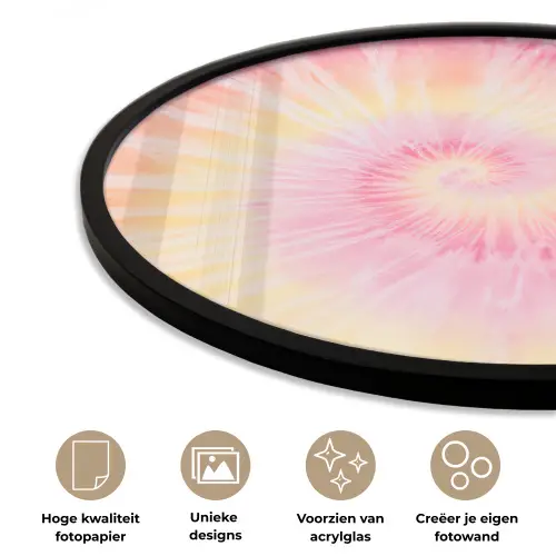 Patroon - Tie Dye - Pasteltinten - Roze Fotolijst rond zonder passe partout klein -closeup_NL