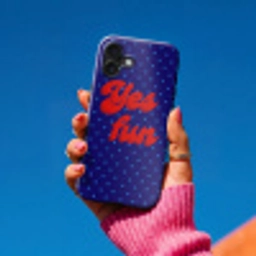 Yes fun - Rood - Blauw - Stippen Toughcase MagSafe Apple iPhone 16 Plus klein -Sfeer1V