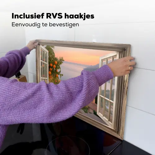 Doorkijk - Uitzicht - Meer - Landschap Inductie beschemer met haakjes klein -ky-ophangen-nl