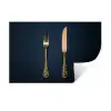 Bestek - Donkerblauw - Goud Muursticker klein -3d