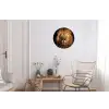 Leeuw - Dieren - Zwart - Licht - Bruin - Portret Wandcirkel aluminium klein -woonkamer