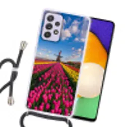 Tulpen - Holland - Molen - Kleurrijk Hoesje Samsung Galaxy A52 5G met koord klein -sfeer1