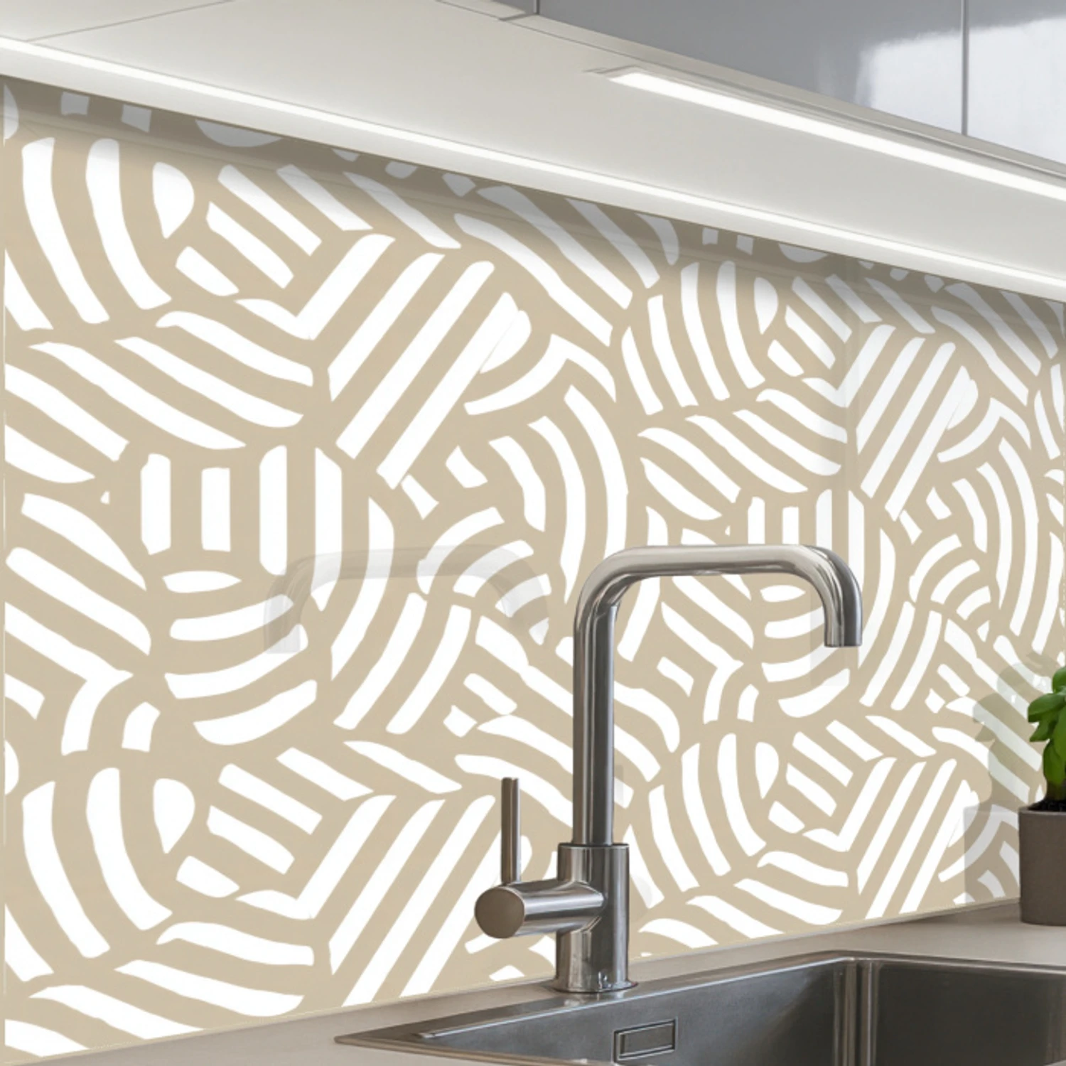 Abstract - Modern - Beige keuken achterwand 2 middel 865 -zzzz3d_schuin