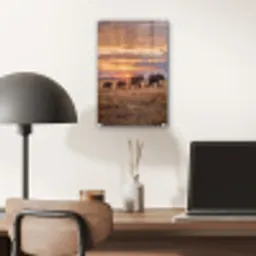 Olifanten - Savanne - Zonsondergang - Afrika - Warm plexiglas 5mm klein -sfeer6