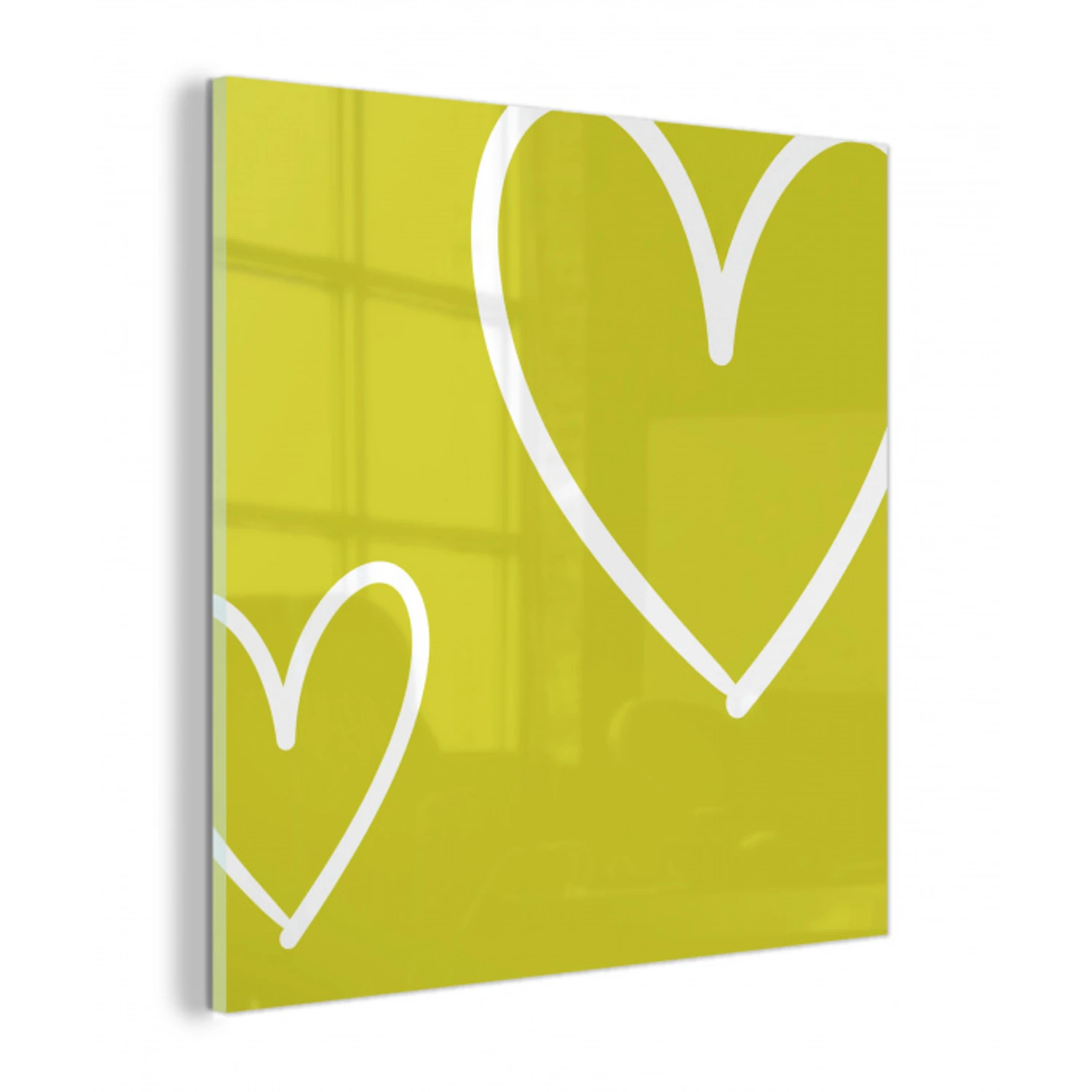 Groen - Hartjes - Wit plexiglas 5mm klein -z3d