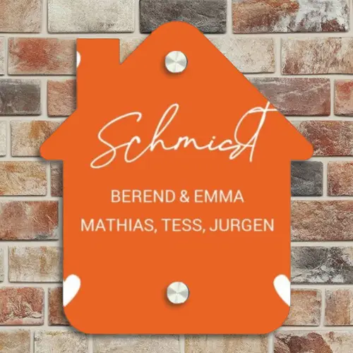 Weiße Herzchen in den Ecken - Elegant Naambord Huisje klein -sfeer6