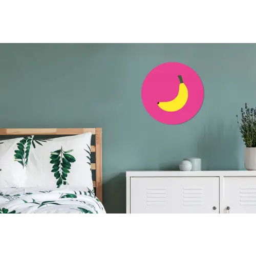 Banaan - Geel - Fruit Wandcirkel aluminium klein -slaapkamer