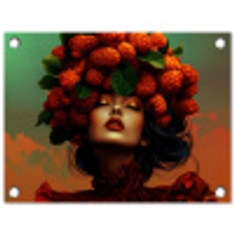 Vrouw - Frambozen - Bladeren tuinposter los doek klein -3d