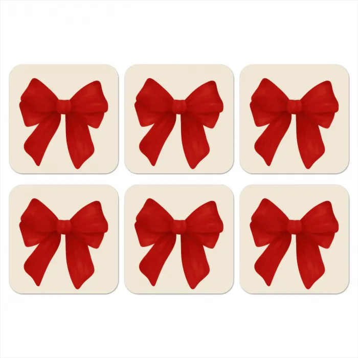 Strik - Symmetrisch - Rood - Lint onderzetter kurk middel -3d