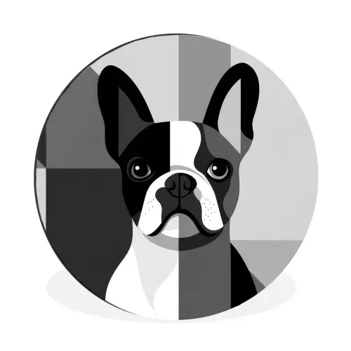 Buldog - Zwart - Abstract - Vlakken Wandcirkel aluminium klein -3d