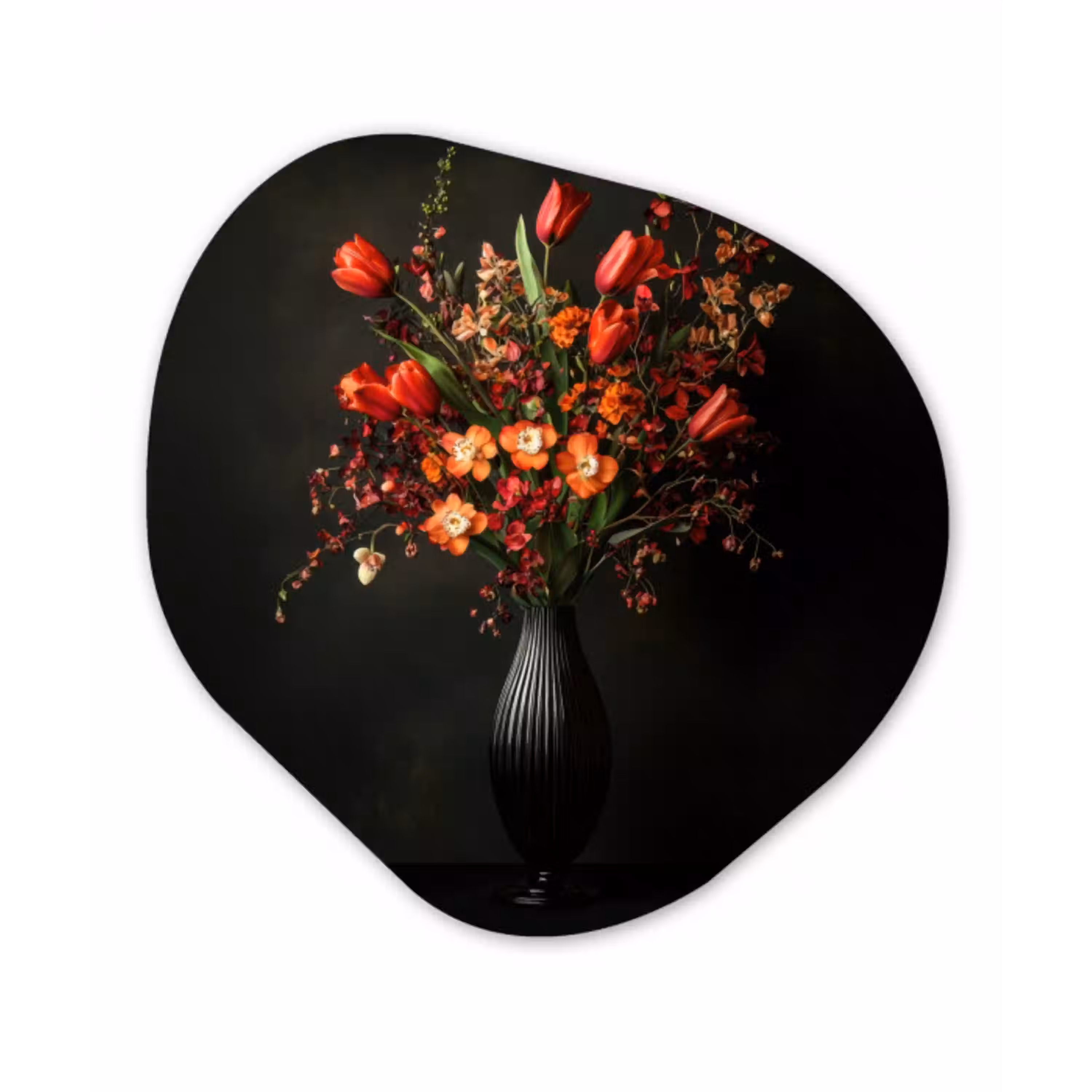 Bloemen - Takken - Boeket Wandcirkel Organisch Plexiglas middel -3d