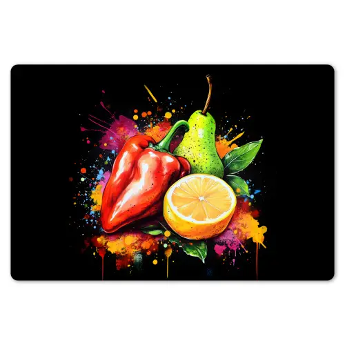 Paprika - Peer - Citroen - Graffiti - Verf - Abstract Placemat vinyl groot -zzsfeer1_Kitchenyeah-website