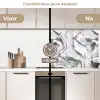 Wit - Marmer - Golvend - Grafiet keuken achterwand 2 middel 871 -voor-na2_NL