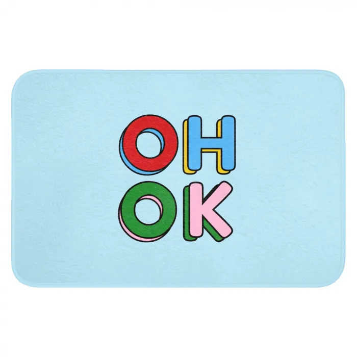 Oh ok - Blauw - Kleurrijk Badmat klein -3d