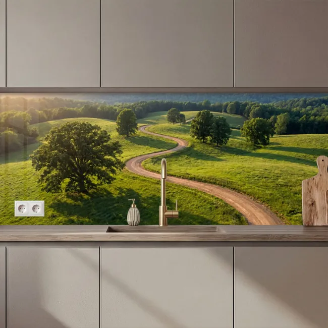 Keuken achterwand - Weg - Weide - Natuur - Groen