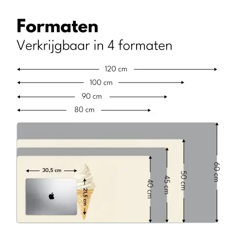 Softijs - Hoorntje - Wit Muismat XXL klein -sfeer5