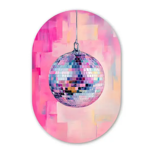 Discobal - Pink - Verf Wandcirkel Ovaal Forex klein -3d