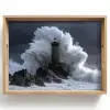 Golf - Vuurtoren - Schuimend water Dienblad Rechthoek middel -z3d_shopping