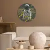 Astronaut - Bloemen - Veld - Geel Akoestische PET Vilt - Rond klein -sfeer1