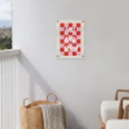 Hot - Spicy - Geruit - Rood tuinposter los doek klein -sfeer8