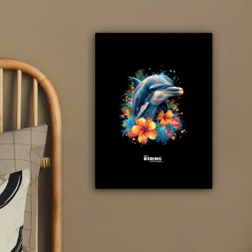 Dolfijn te midden van graffiti bloemen canvas 2cm klein -sfeer3
