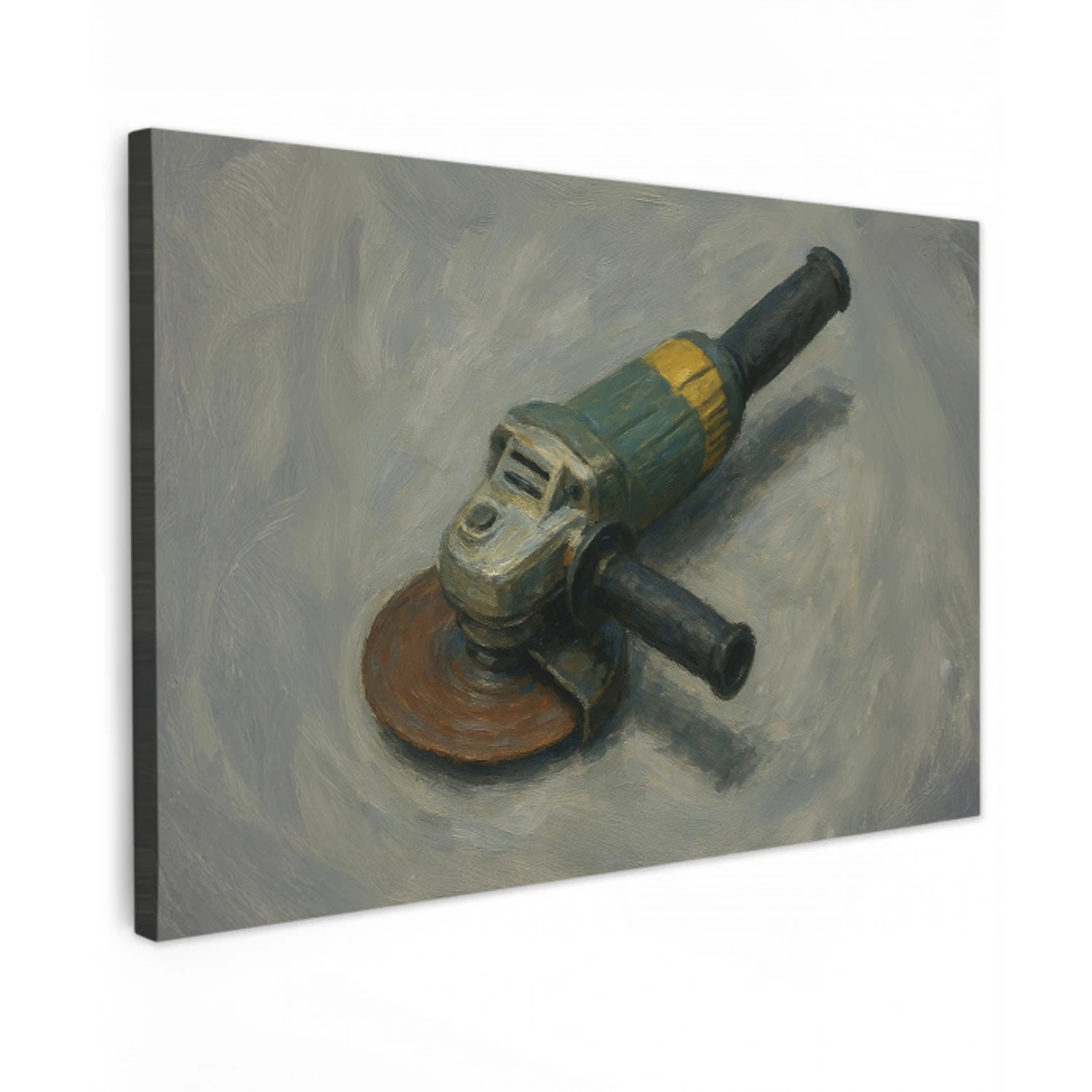 Haakse slijper - Schilderij - Gereedschap Tuinposter op houten frame 2 cm dik klein -3d