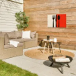Bestek - Rood - Wit Tuinposter op houten frame 2 cm dik klein -sfeer2