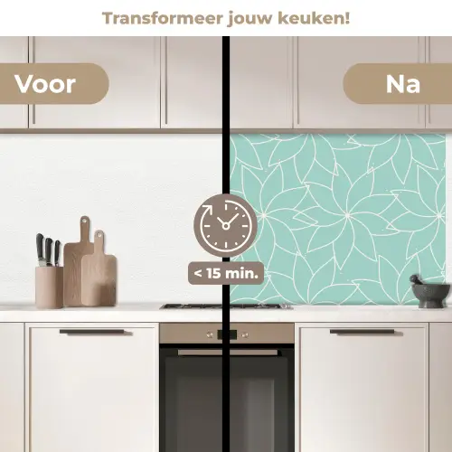 Blauw - Mandala - Design keuken achterwand 2 middel 871 -voor-na2_NL