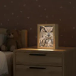 Oehoe - Uil - Portret - Bruin Light Box met kabel (Kinderlampje) klein -sfeer1_kind