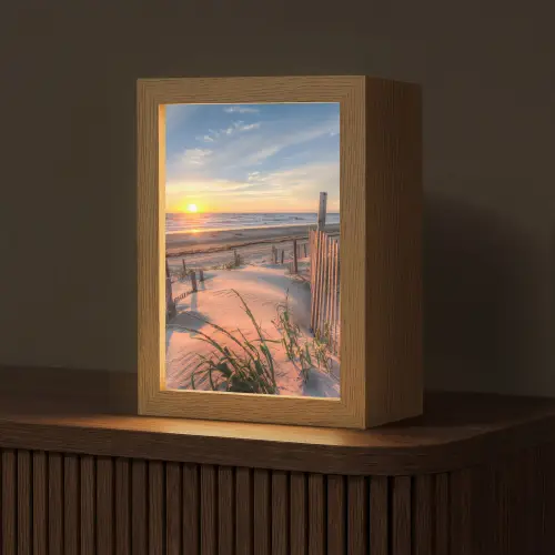 Strand - Zee - Duin - Zonsondergang - Landschap Light Box met kabel (Tafellamp) klein -z3d_website
